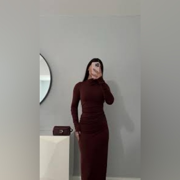 ZARA DRAPED MIDI DRESS XL - Picture 8 of 15